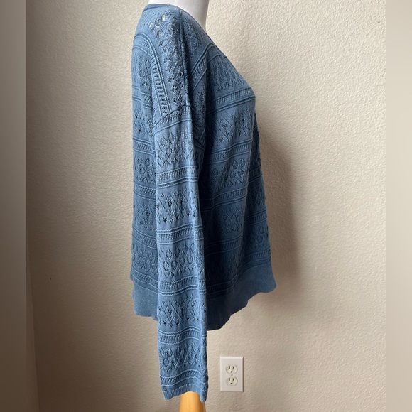 Sundance Devon Henley Blue Sweater, M Petite - Picture 5 of 8